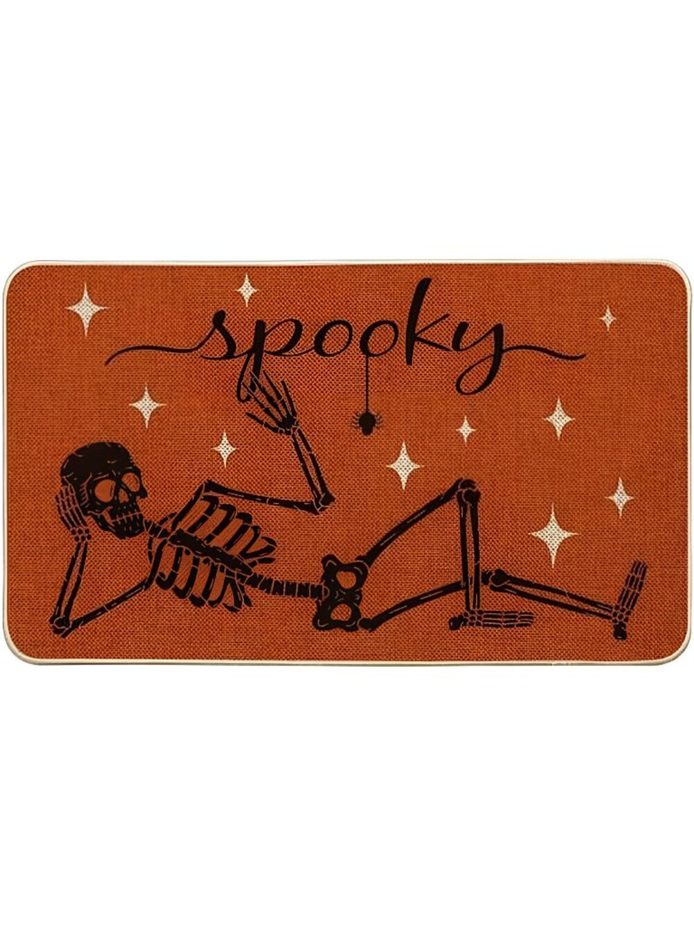 Spooky Skeleton Spider Bone Orange Halloween Doormat, Home Decor Switch Rug